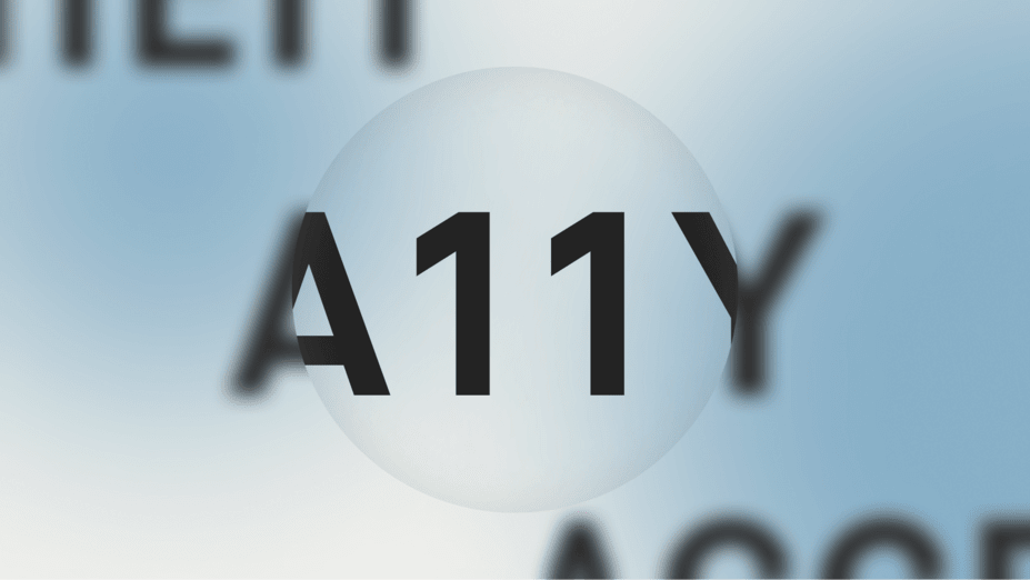 Circular area that sharply displays the lettering “A11Y” while the rest of the image appears blurred